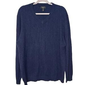 Club Room 100% Cashmere Luxury V-neck Sweater XL Navy